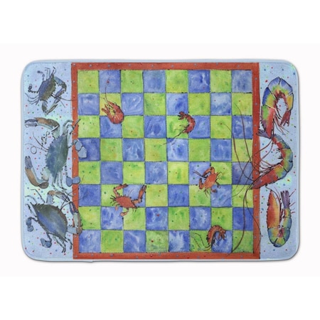 Carolines Treasures Crab and Shrimp Checkerboard Machine Washable Memory Foam Mat 8196RUG